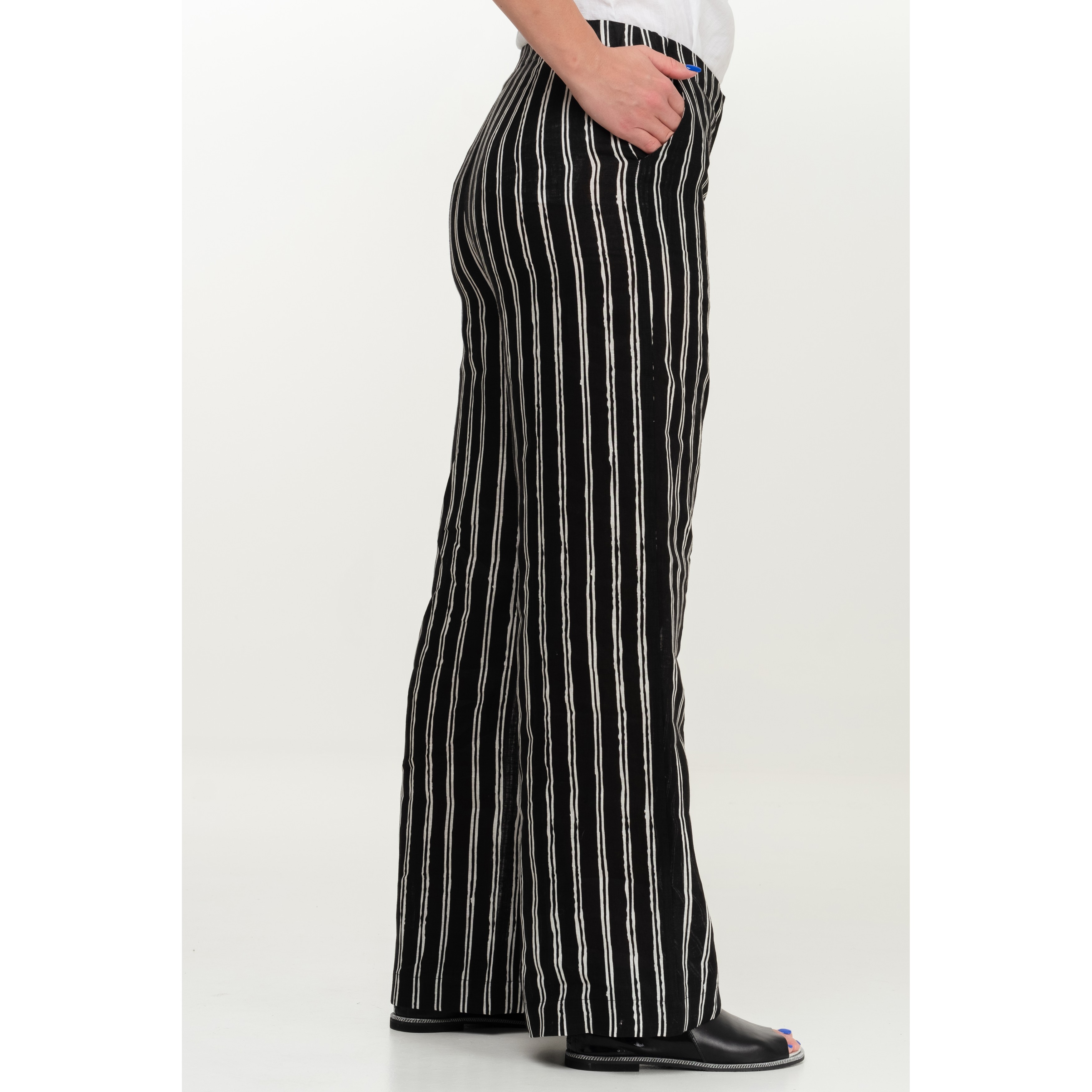 パンツ LINEN TROUSERS Women Linen Pants with Pockets And Zipper - 026